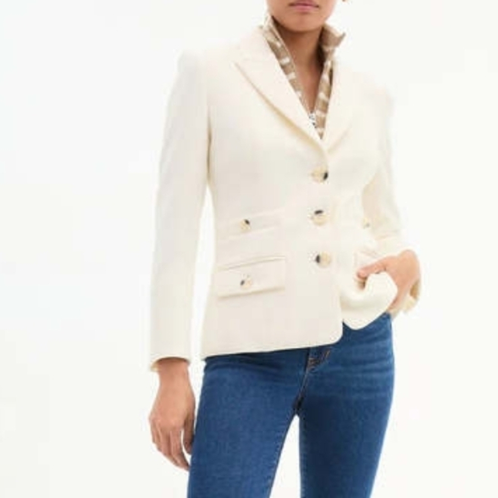 Veronica Beard Off White Cropped Terre Dickey Jacket Size 12 NWT $748